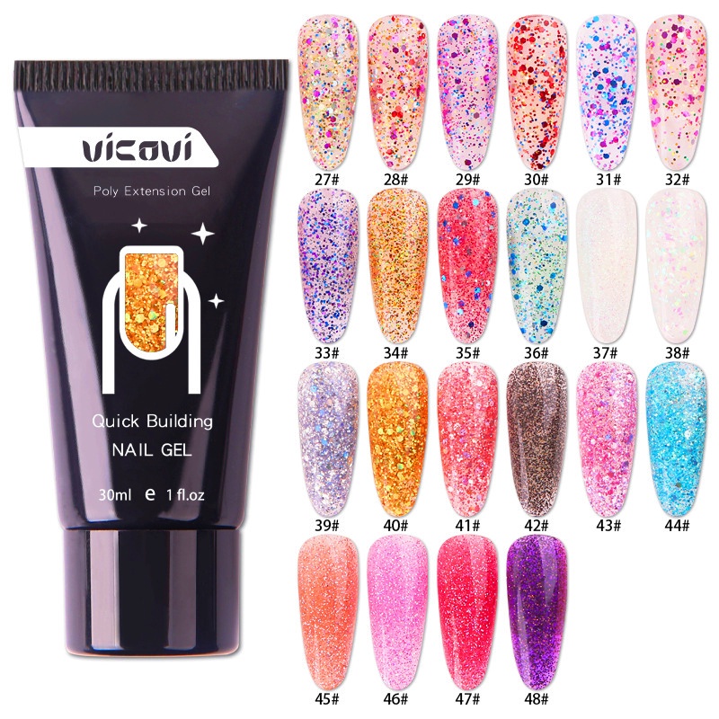 15ML Gel gôm đắp móng up Acryl Gel gum đắp nối móng-poly gel Gel gôm nhũ đắp móng Vicovi 30ml (hàng mới 100%, mất mã màu, chọn màu ngẫu nhiên)
