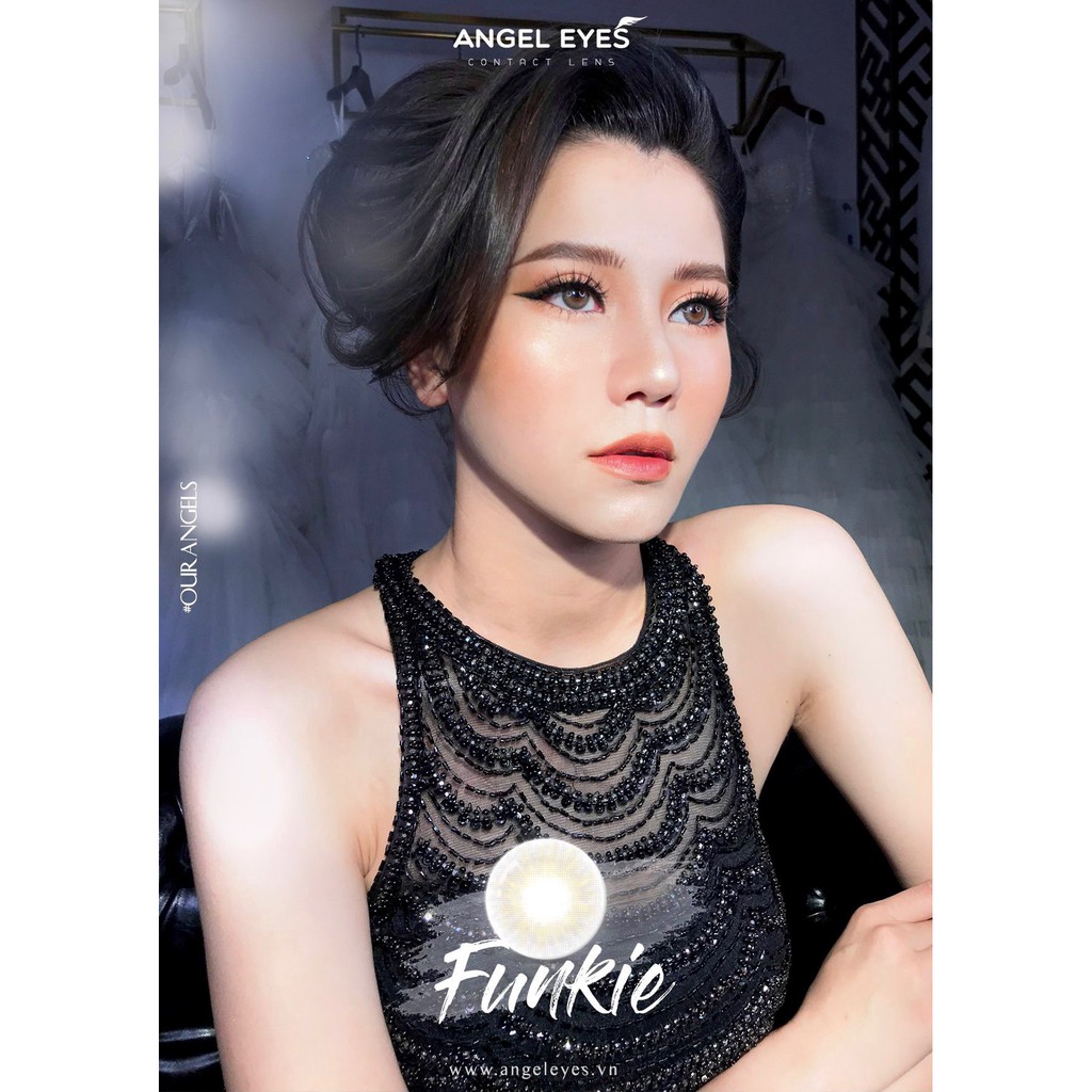 Kính Áp Tròng/ Lens mắt Xám Tây không giãn đeo 8-12h Funkie LIMITED POLYHEMA ĐỘ:0-6