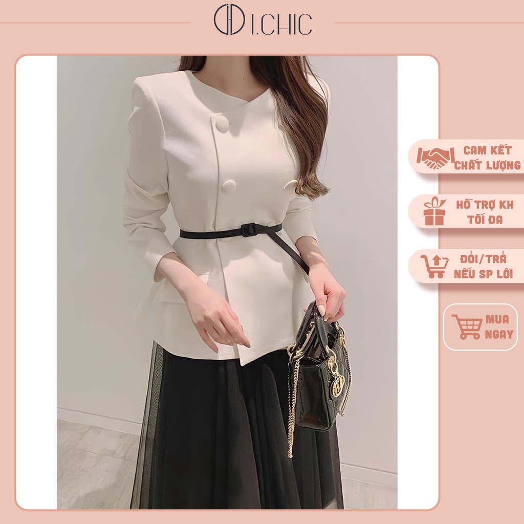 Áo công sở dáng cổ điển S038 ICHIC chất chéo hàn 2 lớp ẢNH THẬT KHÔNG KÈM ĐAI LƯNG