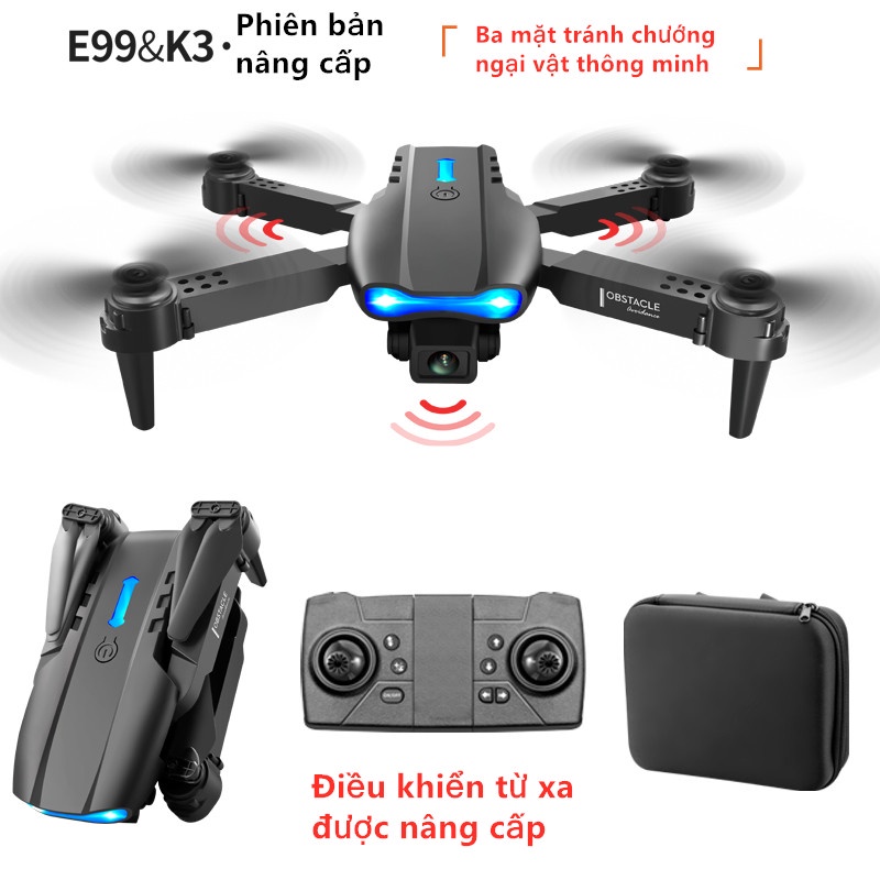 【Có hướng dẫn bằng tiếng Việt】 E99 pro Flycam giá rẻ, Camera kép 4K HD với cảm biến tránh chướng ngạ