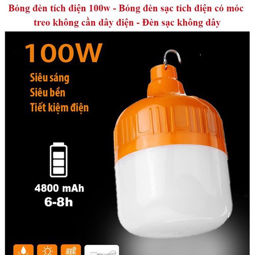 [ BỀN ĐẸP ] Bóng đèn LED tích điện công suất 100W 6-8H sáng liên tục | BigBuy360 - bigbuy360.vn