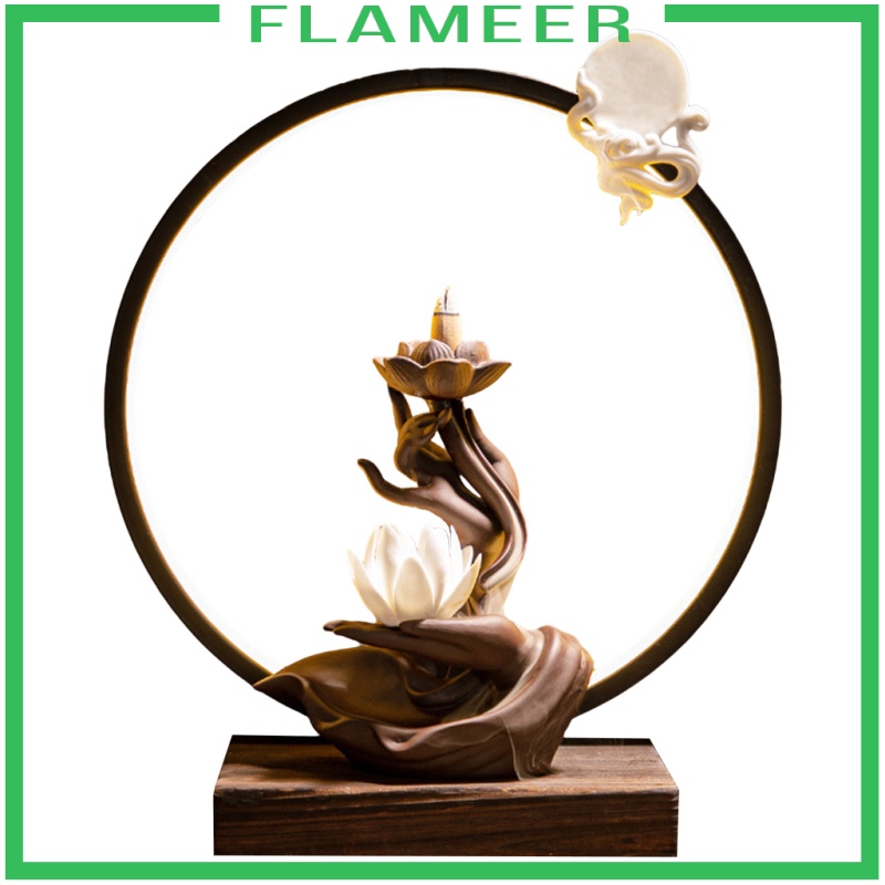 [FLAMEER] Ceramic Backflow Waterfall Incense Burner LED Light