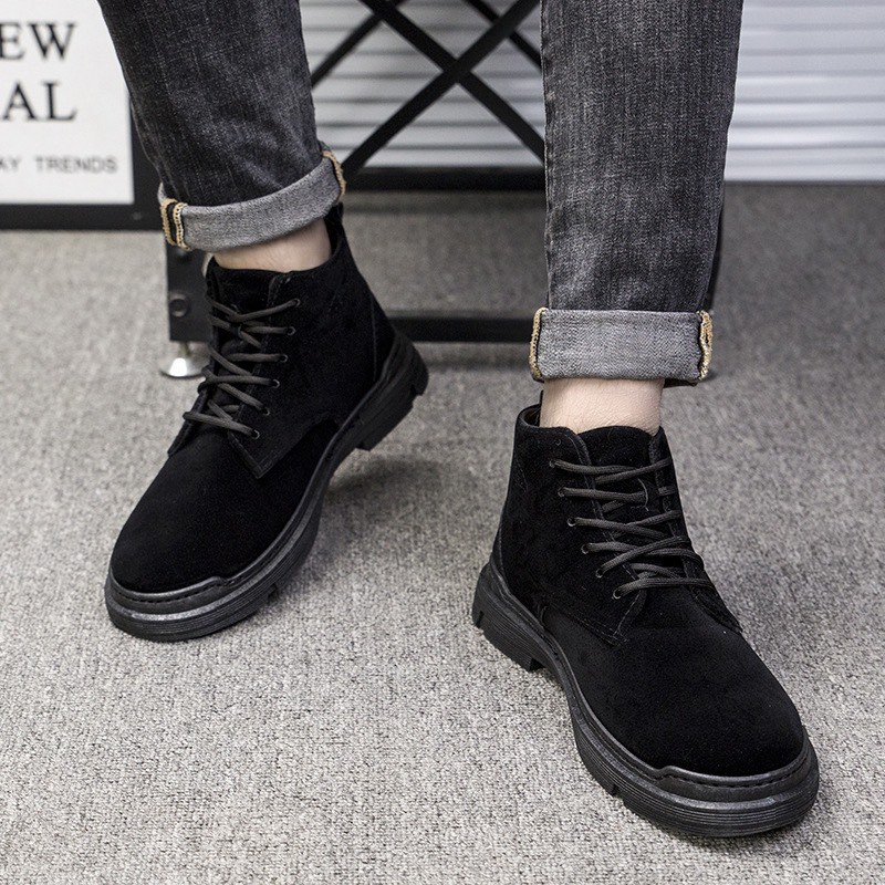 Giày nam cổ cao da lộn đen trơn basic đơn giản không lỗi mốt hot 2020 | BigBuy360 - bigbuy360.vn