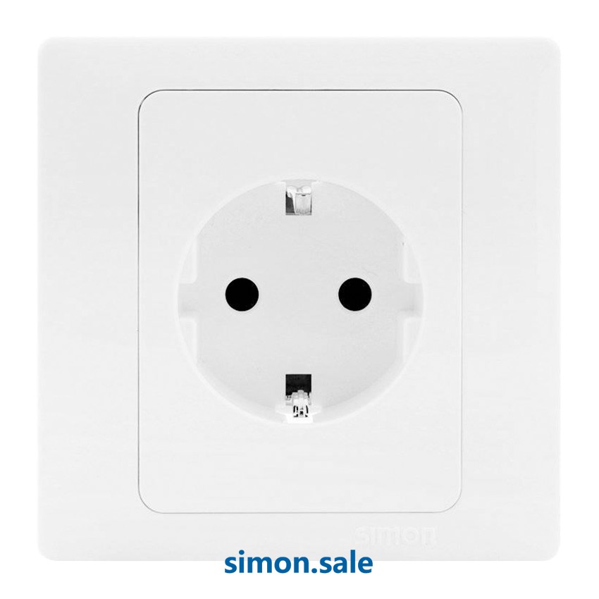 Ổ cắm đơn 2 chấu kiểu Schuko, ổ cắm kiểu F có nối đất Simon 50 51687 - 51687