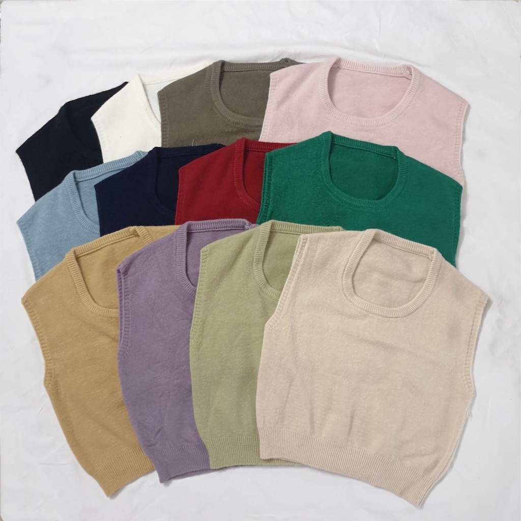 Áo len cổ chữ U màu sắc đơn giản thời trang Hàn Quốc cho nữ | BigBuy360 - bigbuy360.vn