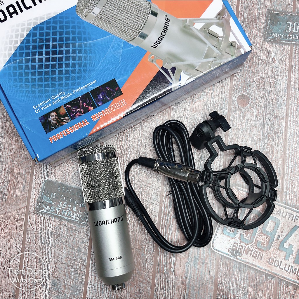 Bộ mic thu âm BM900 đi với sound card k500 chân đế màng lọc dây livestream MA2