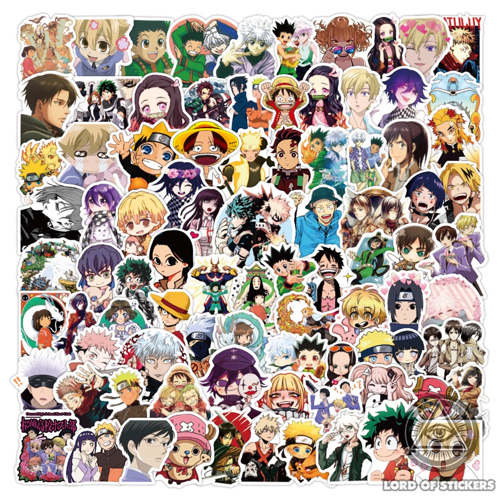 Set 100 Hình Dán Anime Manga Sticker Nhân Vật Truyện Tranh Tổng Hợp Chống Thấm Nước Trang Trí Mũ Bảo Hiểm, Laptop, Sổ