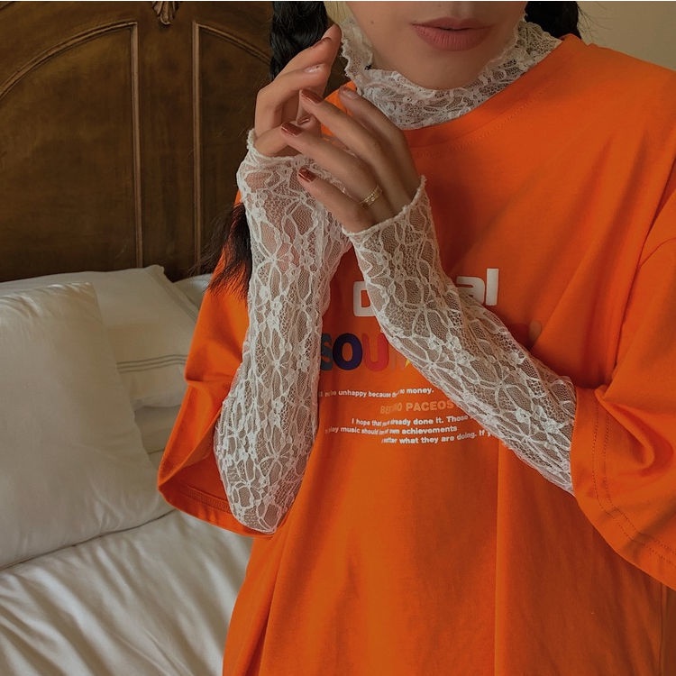 Áo Thun Chiffon Mỏng Phối Ren Thời Trang Mùa Hè 2023 Mới Cho Nữ