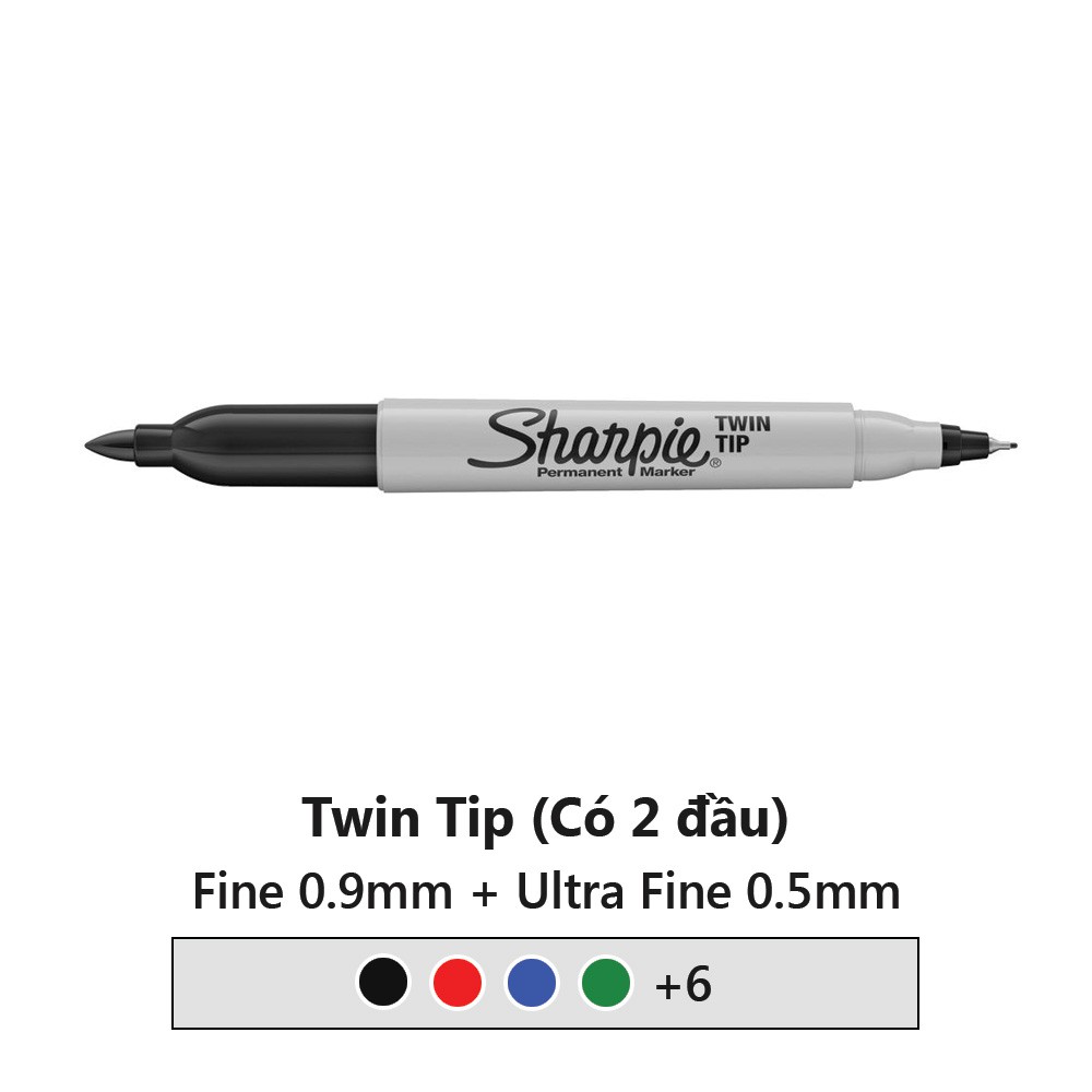 Bút lông dầu hai ngòi vẽ đa chất liệu Sharpie Twin Tip