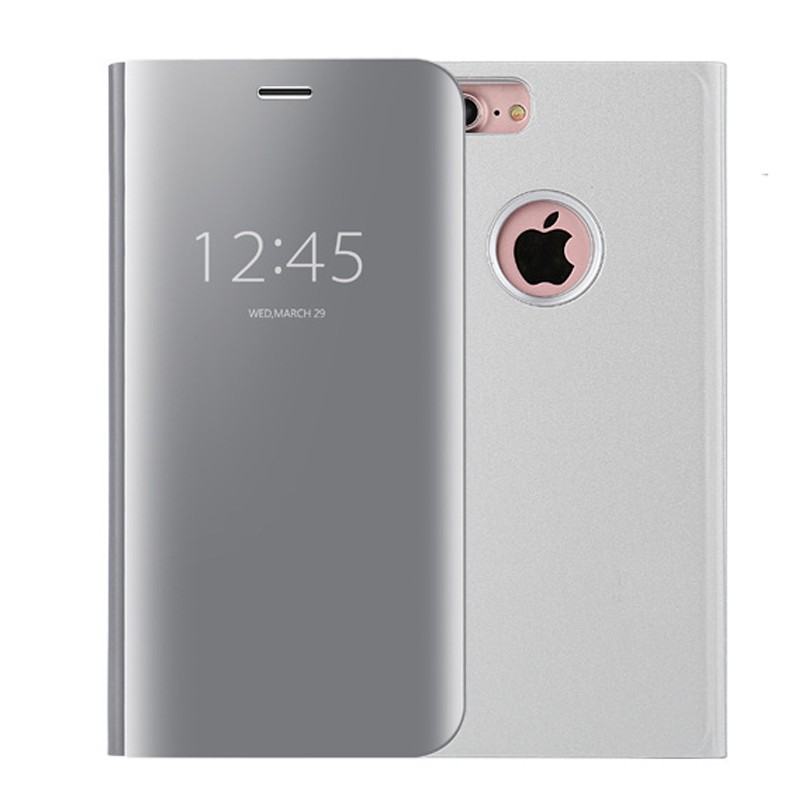 [Ready Stock]iPhone 6 6S / 6 6S Plus Luxury Plating Acrylic Mirror Bracket Leather Flip Case