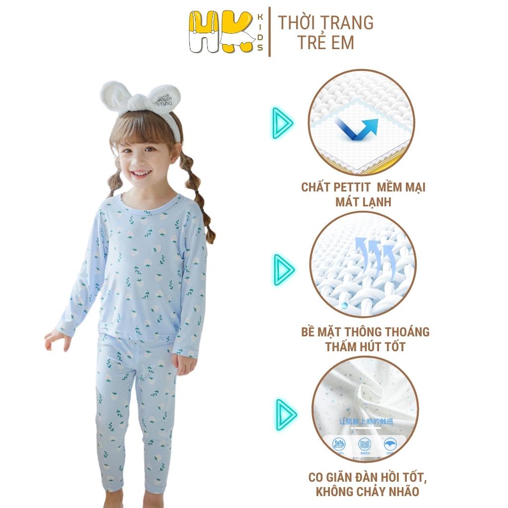 Bộ quần áo dài tay 4 mùa cho bé HK KIDS chất pettit thun lạnh mềm mát cho bé mặc phòng điều hoà size 90-160