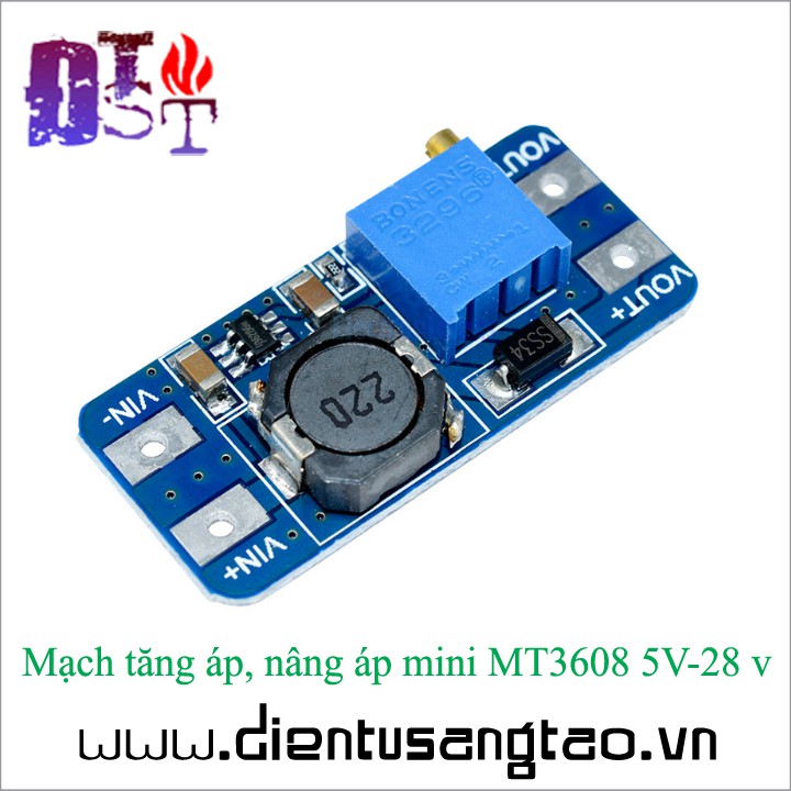 Mạch tăng áp, nâng áp mini MT3608 5V-28V ✅  ⚡