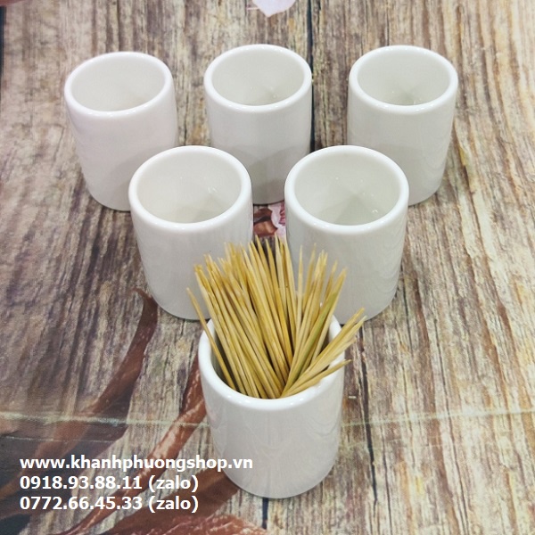 Hũ tăm trắng sứ Minh Long - hủ tăm trắng sứ Minh Long