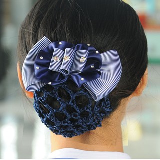 Kẹp lưới búi tóc công sở nơ ruy băng