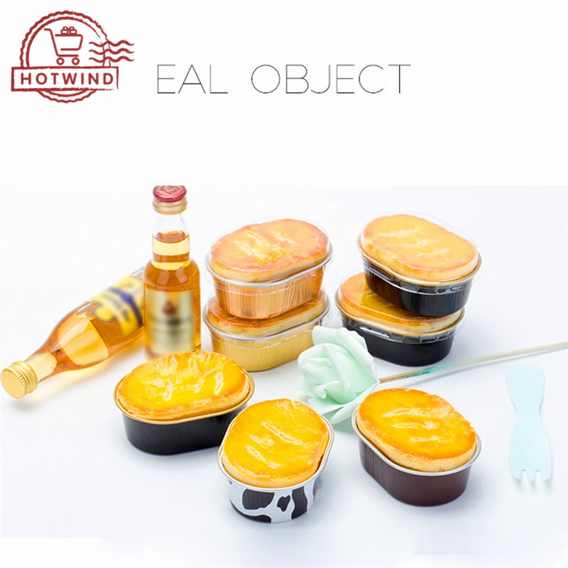 Cốc nướng bánh bằng nhôm nhiều màu hình oval kèm nắp tiện dụng