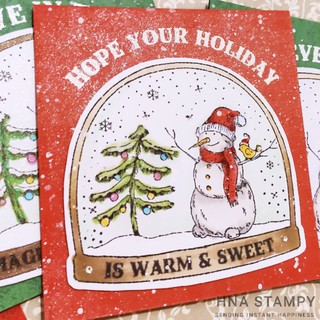 hnastampy Thiệp giáng sinh người tuyết snowman snow globe thủ công diy handmade noel christmas card