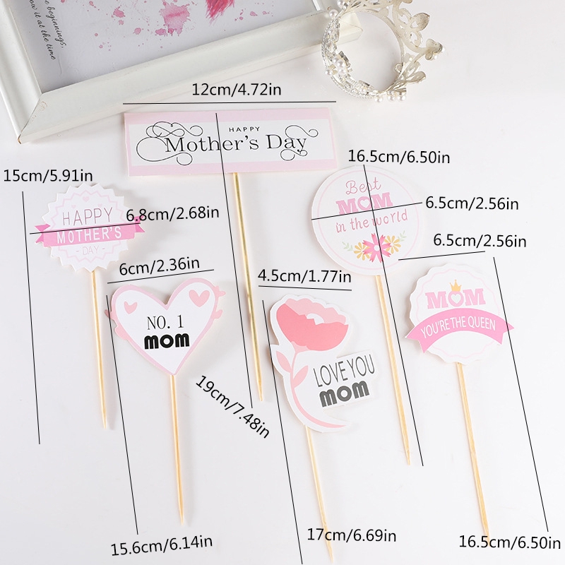 1 Set Que Cắm Trang Trí Bánh Sinh Nhật Ngày Của Mẹ