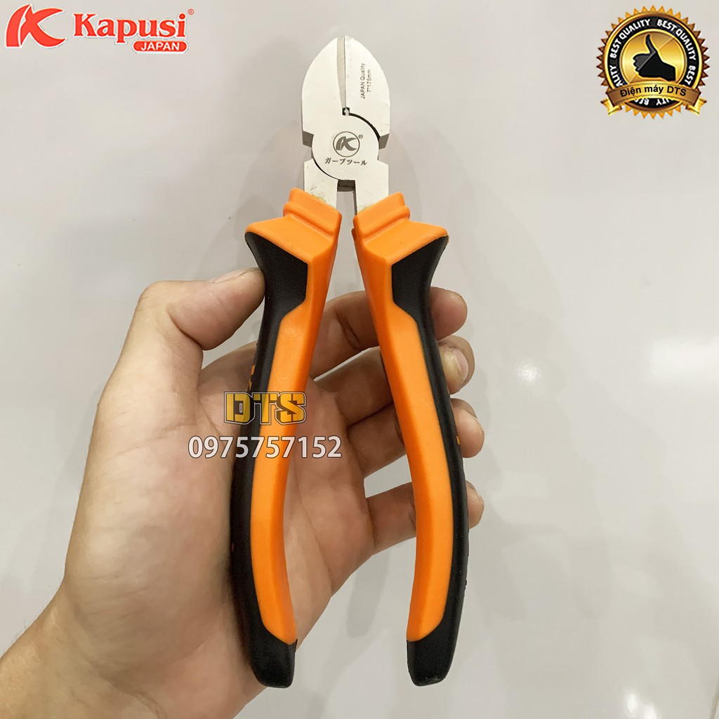 Kìm cắt công nghiệp kiểu Nhật Kapusi JAPAN 7 inch, hợp kim thép Niken cao cấp, thiết kế tiên tiến tiết kiệm 30% lực bấm