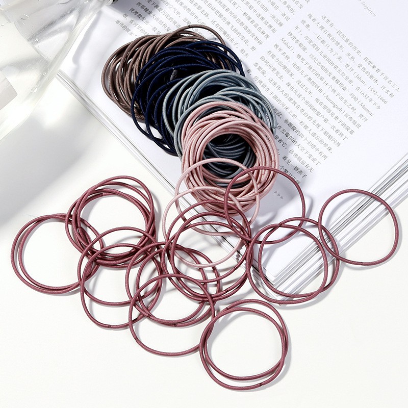 Set 100 dây buộc tóc siêu dai phong cách hàn quốc (1 túi mix nhiều màu)