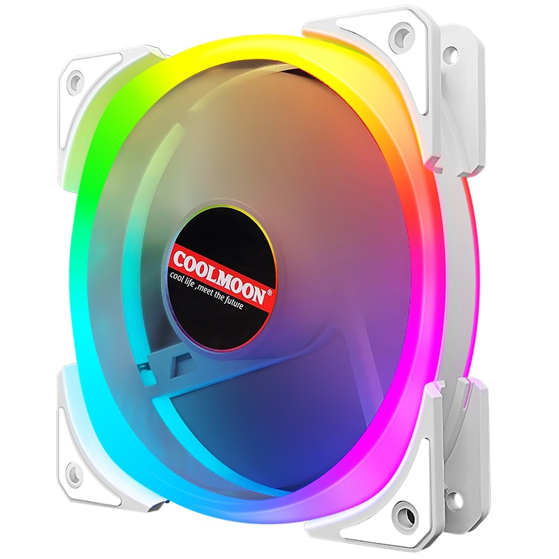 Quạt tản nhiệt, Fan Case Coolmoon U2 White RGB (Bộ 2-6 Fan + Hub Remote)