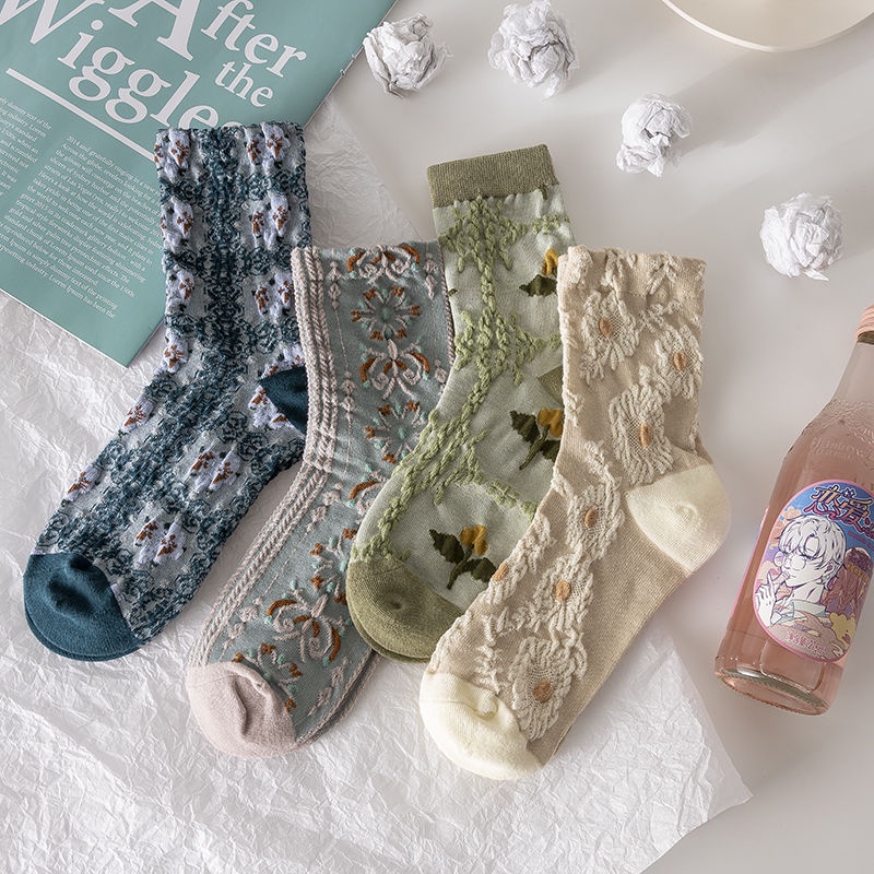 Hàng Có Sẵn#Vớ Dài Trung Bình Dày Dặn Phong Cách Nhật Bản Dễ Thương Thời Trang Xuân Hè Cho Nữ