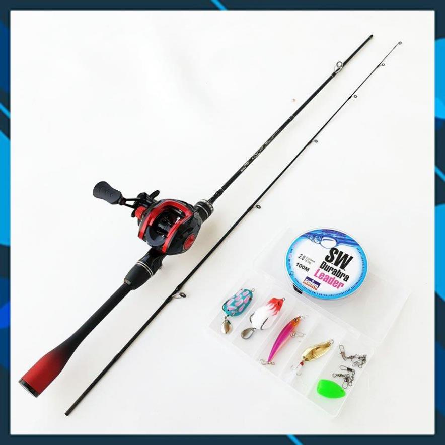 Bộ cần câu lure ul máy ngang siêu dẻo tặng kèm dây câu lure và bộ mồi câu BCM19 - Ngang