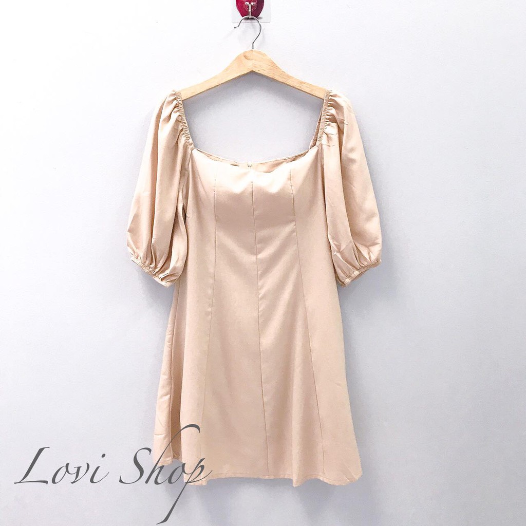 Đầm màu da tay bồng tiểu thư Lovi