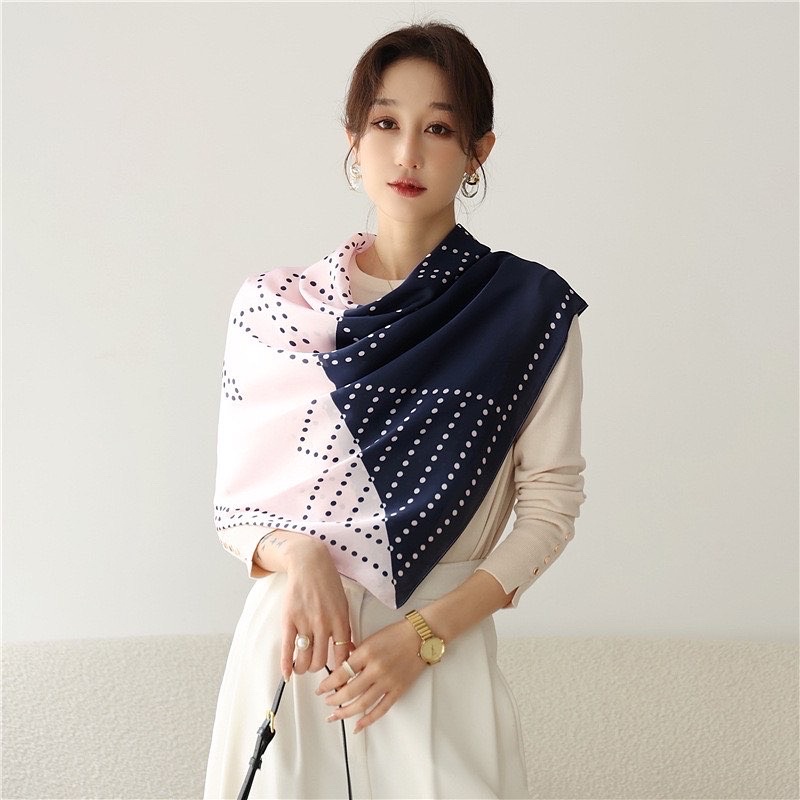 Khăn bandana lụa vuông choàng cổ thanh lịch che nắng size 108x108cm