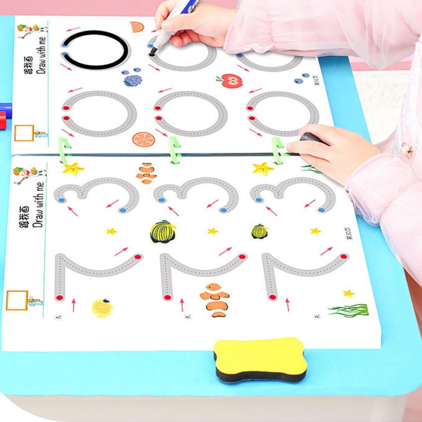 {Xả Kho} Vở Xoá Được Dạy Chữ Số Câu Đố Thông Minh Mian47 Giúp Bé Rèn Luyện Não Trái Não Phải Sách Xoá Được
