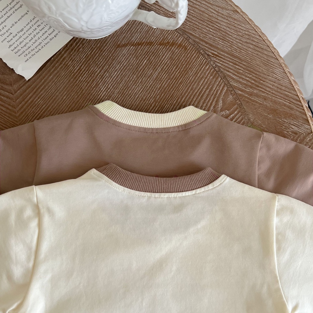 Áo Liền Quần Tay Dài In Hình Gấu Dễ Thương Cho Bé Sơ Sinh