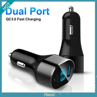 Tẩu sạc nhanh qc3.0 cổng usb type-c màn hình led mini có đèn led cho xe hơi