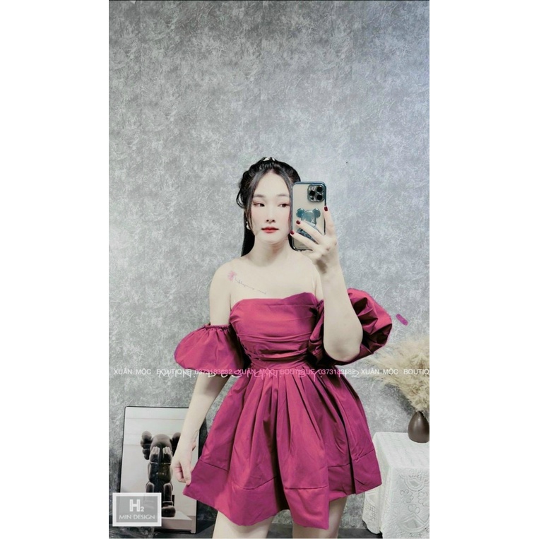 Đầm váy nữ trễ vai babydoll xếp ly ngực cute, xinh xắn dành cho các công chúa đi chơi, dạo phố