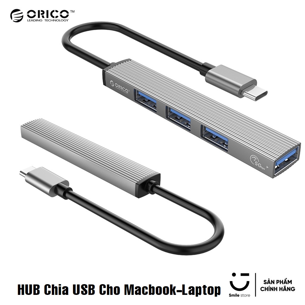 Bộ Chia Hub Type C Sang 4 Cổng USB3.0 + USB2.0 Cho Macbook Laptop Điện Thoại Máy Tính Bảng