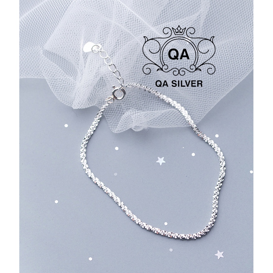 Vòng tay bạc 925 xù lắc nữ sequin kim tuyến S925 TWIST Silver Bracelet QA SILVER BR190702