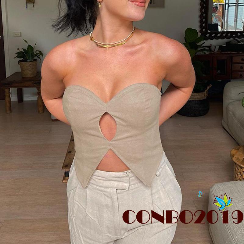 Áo Ống Cổ Chữ V Màu Trơn Thời Trang Dành Cho Nữ