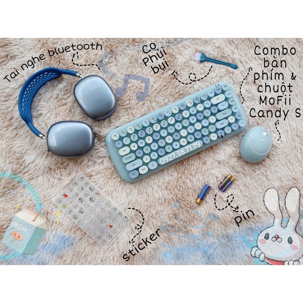 (CÓ SẴN) Bộ bàn phím và chuột không dây MoFii Candy S - Dùng cho PC, máy tính bàn, laptop, tivi ... Tặng kèm Sticker, Cọ