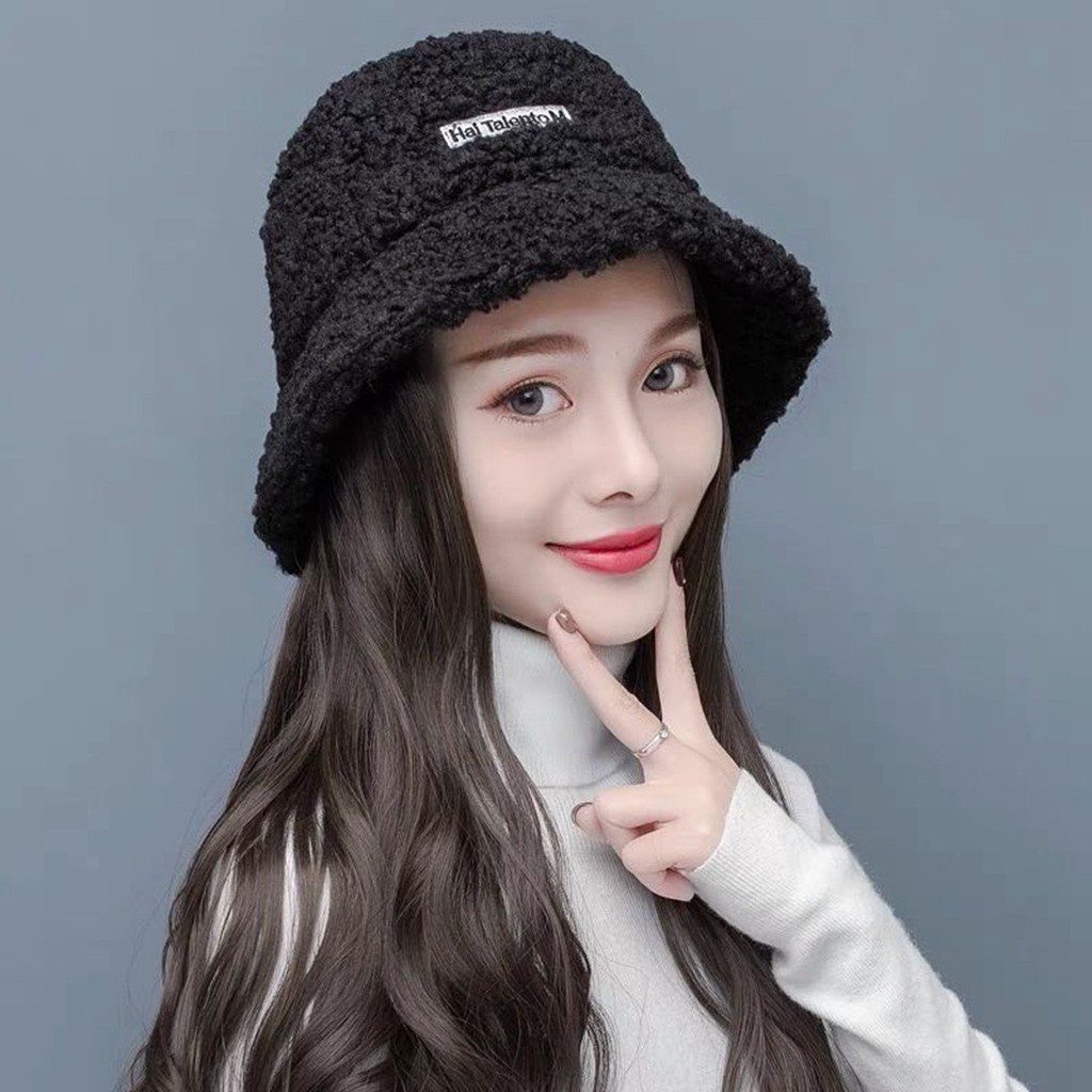 Mũ bucket Nón tai bèo vành cụp lông cừu xù Hagu nhiều màu sắc Ulzzang form unisex nam nữ