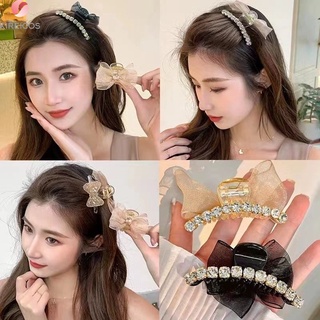 Kẹp tóc gấp tóc nơ đính đá 2 mặt sang chảnh phong cách hàn quốc