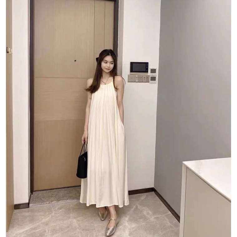 Đầm dây maxi hở lưng