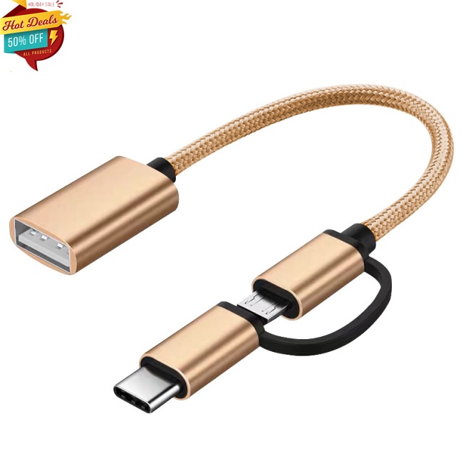 Dây Cáp Chuyển Đổi Type-c Sang Usb 2 Trong 1 OTG Cho Điện Thoại/Máy Tính Bảng/Điện Thoại Di Động