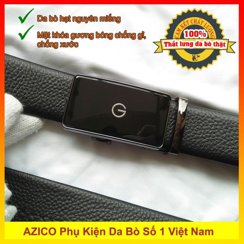 Thắt lưng dây nịt nam da bò thật cao cấp SIÊU BỀN mặt khóa gương bóng hình chữ G sang trọng C413