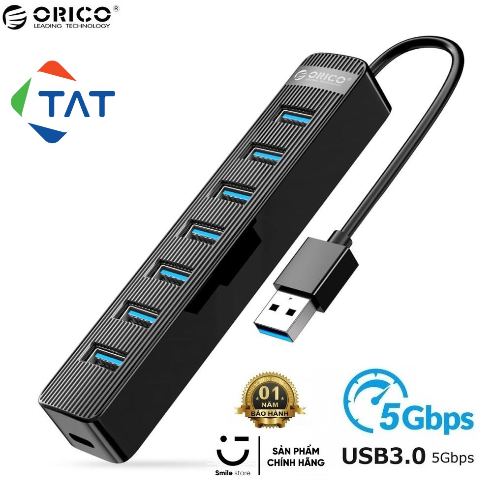 Bộ chia USB3.0 ORICO 7 cổng TWU3-7A-BK Chính Hãng - Bảo hành 12 tháng