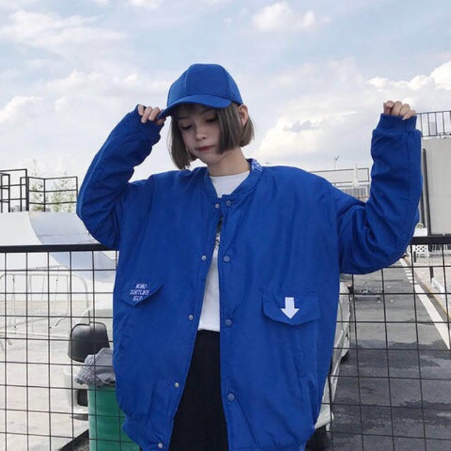 [Có Sẵn] Áo khoác bomber xanh (chần bông)