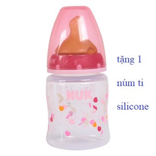 Bình sữa Nuk PP 150/300ml núm cao su chính hãng (tặng 1 núm ti silicone)