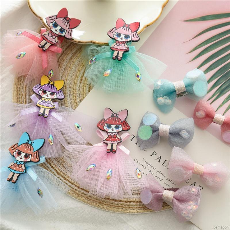 Set 2 kẹp tóc đính nơ dễ thương cho bé gái