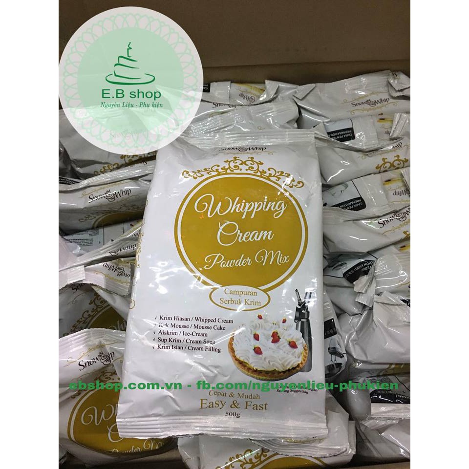 BỘT WHIPPING CREAM HIỆU SNOW WHIP 100GR/500GR LÀM KEM PHA CHẾ TRANG TRÍ BÁNH