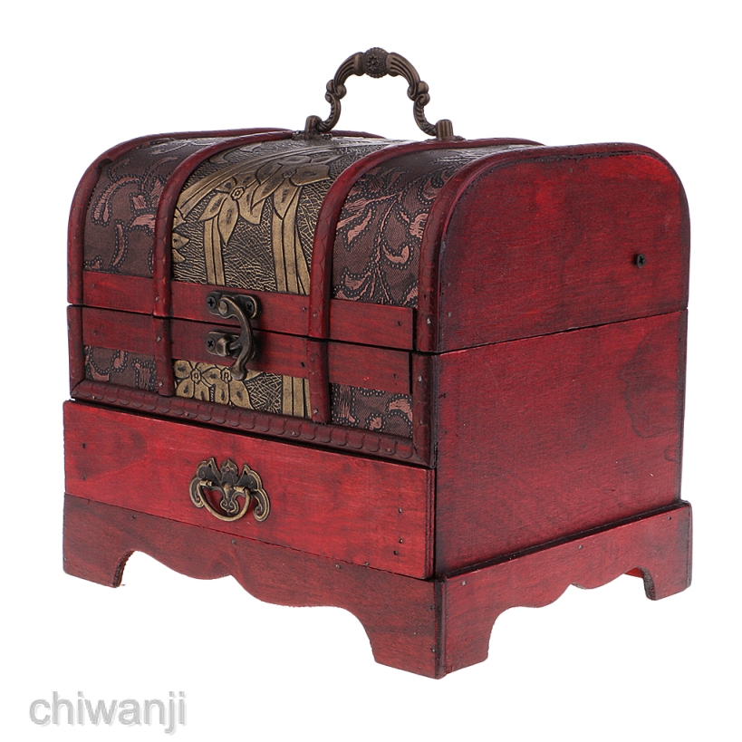 Hộp Đựng Trang Sức Bằng Gỗ Phong Cách Vintage 22x16cm