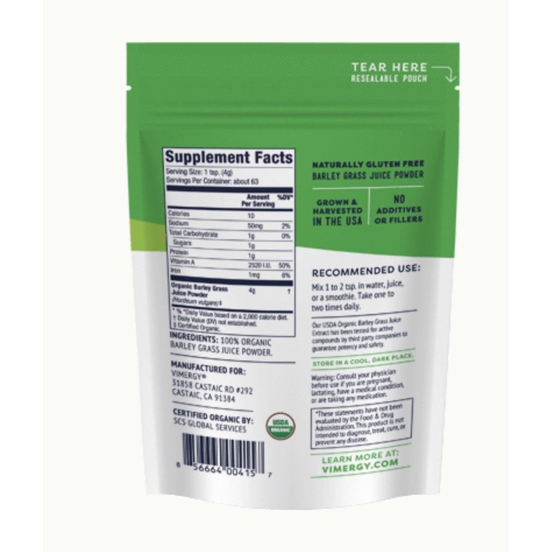 Bột Cỏ Đại Mạch Vimergy Hữu Cơ / Organic Barley Grass