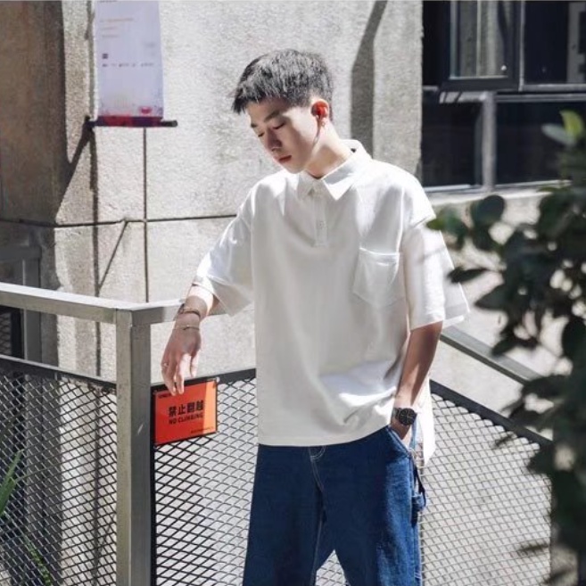 Áo Thun Polo Ngắn Tay Dáng Rộng áo phông polo nam Màu Trơn Đơn Giản áo polo Phong Cách Hàn Quốc áo thun có cổ Hàng áo thun nam có cổ thời trang áo thun có cổ nữ