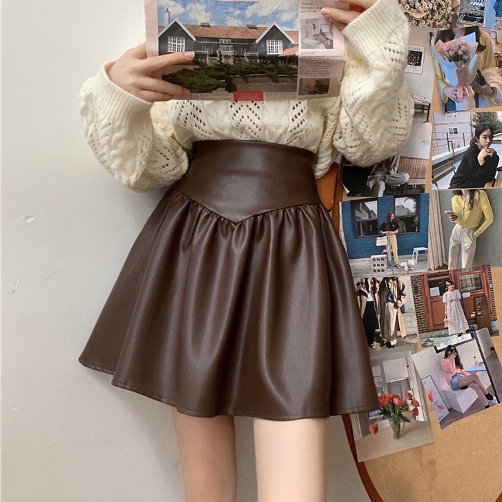 Chân váy bằng da PU lưng cao dáng chữ A phong cách gợi cảm thời trang cho nữ | BigBuy360 - bigbuy360.vn